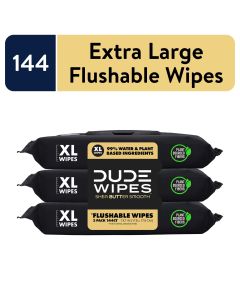 DUDE Wipes Flushable Wipes, XL Wet Wipes for at Home Use, Shea BUTTer Smooth, 144 Count"