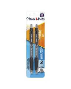 Paper Mate Profile Gel Pen, Retractable, 0.7mm, Black, 2 Count"