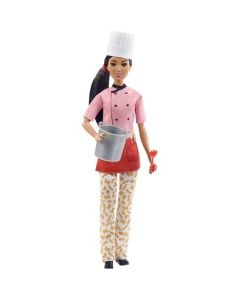 Barbie Pasta Chef Fashion Doll Brunette with White Hat Macaroni Pants Pot & Pasta Accessories