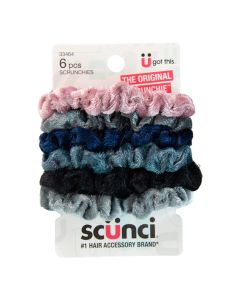 Scunci Mini Velvet Scrunchie Hair Ties, Jewel Tones and Black, 6 Ct"