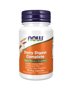 NOW Supplements, Dairy Digest Complete, Digests Lactose, Dairy Proteins and Fats*, Dairy Tolerance Enzymes*, 90 Veg Capsules"