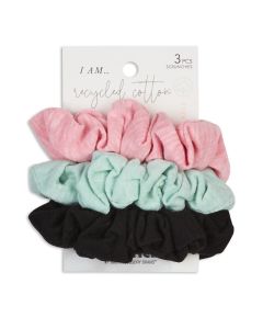 Scunci Planet Earth-Friendly Recycled Cotton Scrunchies (Colors May Vary), 3ct"