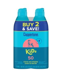 Coppertone Kids Sunscreen Spray, SPF 50 Spray Sunscreen for Kids, 5.5 Oz, Pack of 2"