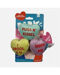 BARK Box ""I Chews You"" 3 pcs Conversation Hearts Dog Toy