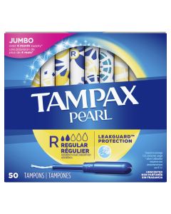 Tampax Pearl Tampons Regular Absorbency with LeakGuard Braid - Unscented- 50ct