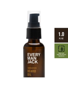 Every Man Jack Beard Oil - Moisturize & Soften Your Beard - Light Sandalwood Scent -1oz