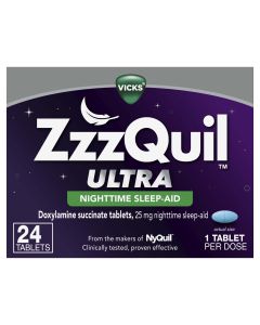 Vicks ZzzQuil Ultra Sleep Aid Tablets, Non-Habit Forming, Doxylamine Succinate, 24 Ct"