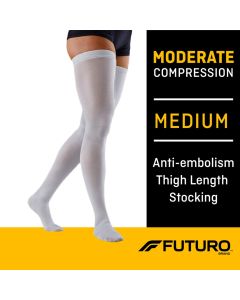 FUTURO Anti-Embolism Thigh Highs, Unisex, Medium, Moderate Compression"