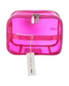 This Sophia Joy Train Case Features a Stylish Tinted Pink Design and Is Perfect for Holding Makeup and Toiletries.