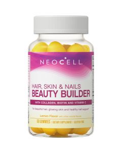 NeoCell Hair, Skin and Nails Beauty Builder With Collagen, Biotin and Vitamin C, Gummy, Lemon, 60 Count, 1 Bottle"