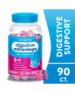 Digestive Advantage Daily Probiotics For Women And Men, Gut Health, Natural Superfruit Flavors, 90 Gummies"