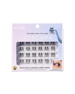 KISS FALSCARA Lash Extension Kit, Natural Wispy, Black, 24 Lash Clusters"