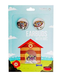 Gabba Goods Wired Headphones PUG - Pug Microphone Earbuds