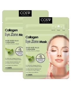 COS.W Smoothing Collagen Eye Pads(2 Pack of 30 Sheets) with Vitamin E for Dark Circles and Puffiness (60 Count)