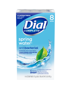 Dial Complete Antibacterial Bar Soap, Spring Water, 4 oz, 8 Bars"