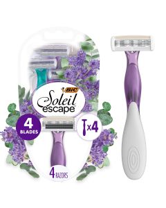 BIC Soleil Escape Women's Disposable Razors, 4 Blades, Lavender & Eucalyptus Scented Handle, 4 Count"