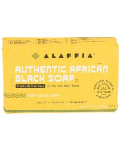 Alaffia Hemp Olive Leaf Triple Milled Authentic African Black Bar Soap, 5 Ounce -- 1 each."