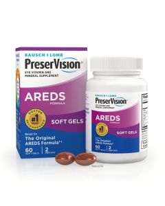 Bausch + Lomb PreserVision AREDS Eye Vitamin & Mineral Supplement Tablets, 60 Count Bottle (Soft Gels)"