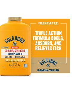 Gold Bond Medicated Original Strength Body Powder with 0.15% Menthol, Talc-Free, 4 oz."