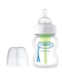 Dr. Brown's Options+ 5 oz. Wide-Neck Glass Baby Bottles, Clear, Single"