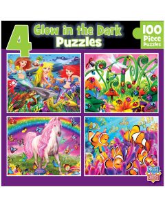 12024 Glow in the Dark Purple Puzzles, 100 Piece - Pack of 4