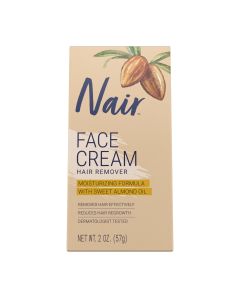 Nair Moisturizing Facial Hair Removal Cream With Sweet Almond Oil, #1 Depilatory Cream For Face, 2 oz Bottle, For All Skin Types"