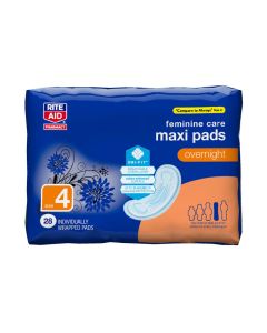 Rite Aid Maxi Pads - Overnight, 28 Ct