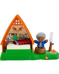 Fisher-Price Little People Cabin Playset with Camp Fire Light and Sounds 3 Pieces Toddler Toy