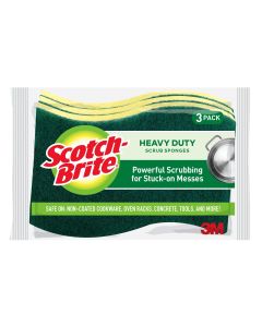 Scotch-Brite MMMHD3 Heavy-Duty Scrub Sponge,4 1/2 X 2 7/10 X 6/10" Green/Yellow,3/Pack