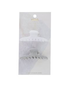 Scunci Collection Hair Jaw Clips, Pearlized White & Gray, 2-Pieces"