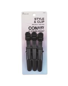 Conair Style & Clip Mega Hold Hair Clips for Thick Hair, Black, 3 Count"