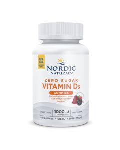 Nordic Naturals Zero Sugar Vitamin D3 Gummies, 1000 IU, Non-GMO, 60 Ct"