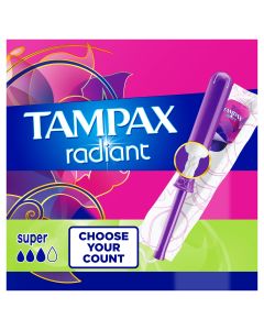 Tampax Pocket Radiant Tampons with Leak Guard Braid, Super Absorbency, 14 Count"