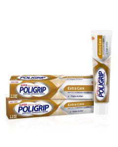 Super Poligrip Original Denture and Partials Adhesive Cream, 2.2 oz, 2 pack, for Adults"