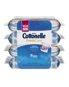 Cottonelle Flushable Wet Wipes Flip-Top Packs, 4 Flip-Top Packs, 42 Wipes per Pack (168 Total)"