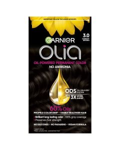 Garnier Olia Oil Powered Permanent Hair Color, 3.0 Darkest Brown"