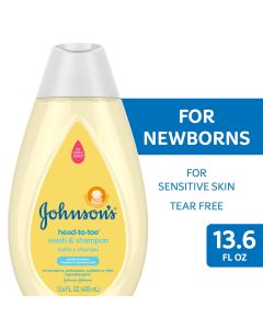 Johnson's Head-To-Toe Tearless Gentle Baby Body Wash and Shampoo, 13.6 oz"