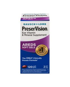 Bausch + Lomb PreserVision AREDS Eye Vitamin & Mineral Supplement Tablets, 120 Count (Soft Gels)"