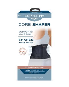 Copper Fit® Core Shaper, Supports Back and Shapes Waist, Copper Infused, Charcoal Gray, Large/XL"