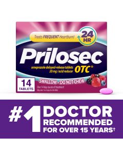 Prilosec OTC Heartburn Relief, Over-The-Counter Medicine, Acid Reducer Tablets, Wildberry, 14 Ct"