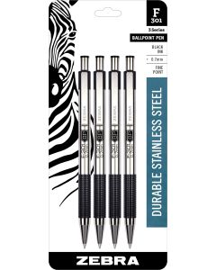 F-301 Retractable Ballpoint 0.7mm Black 4pk