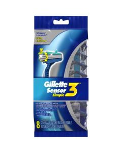 Gillette Sensor3 Simple Men's Disposable Razors, 8 ea"