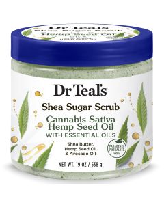 Dr Teal's Shea Sugar Body Scrub, Cannabis Sativa Hemp Seed Oil with Essential Oils, 19 oz"