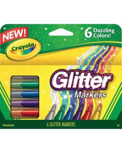 Crayola Glitter Markers, Medium Bullet Tip, Assorted Colors, 6/set ( CYO588629 )