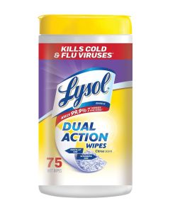 Lysol Dual Action Disinfecting Wipes, Citrus, 75ct"