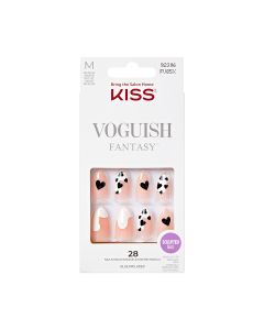 KISS Voguish Fantasy, Press On Nails, Coastal Dream, White, Medium Almond, 28 Count"