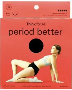 Thinx for All Women's Super Absorbency Brief Period Underwear - Black S - NEW