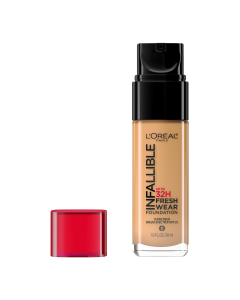 L'Oreal Paris Infallible Fresh Wear 24 Hr Liquid Foundation Makeup, 475 Sun Beige, 1 oz"