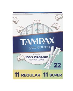 Tampax Pure Cotton Tampons, Unscented, Regular/Super Absorbency, 22 Ct"