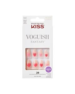 KISS Voguish Fantasy Press-On Nails, ‘festive’, Pink, Medium Almond, 31 Ct."